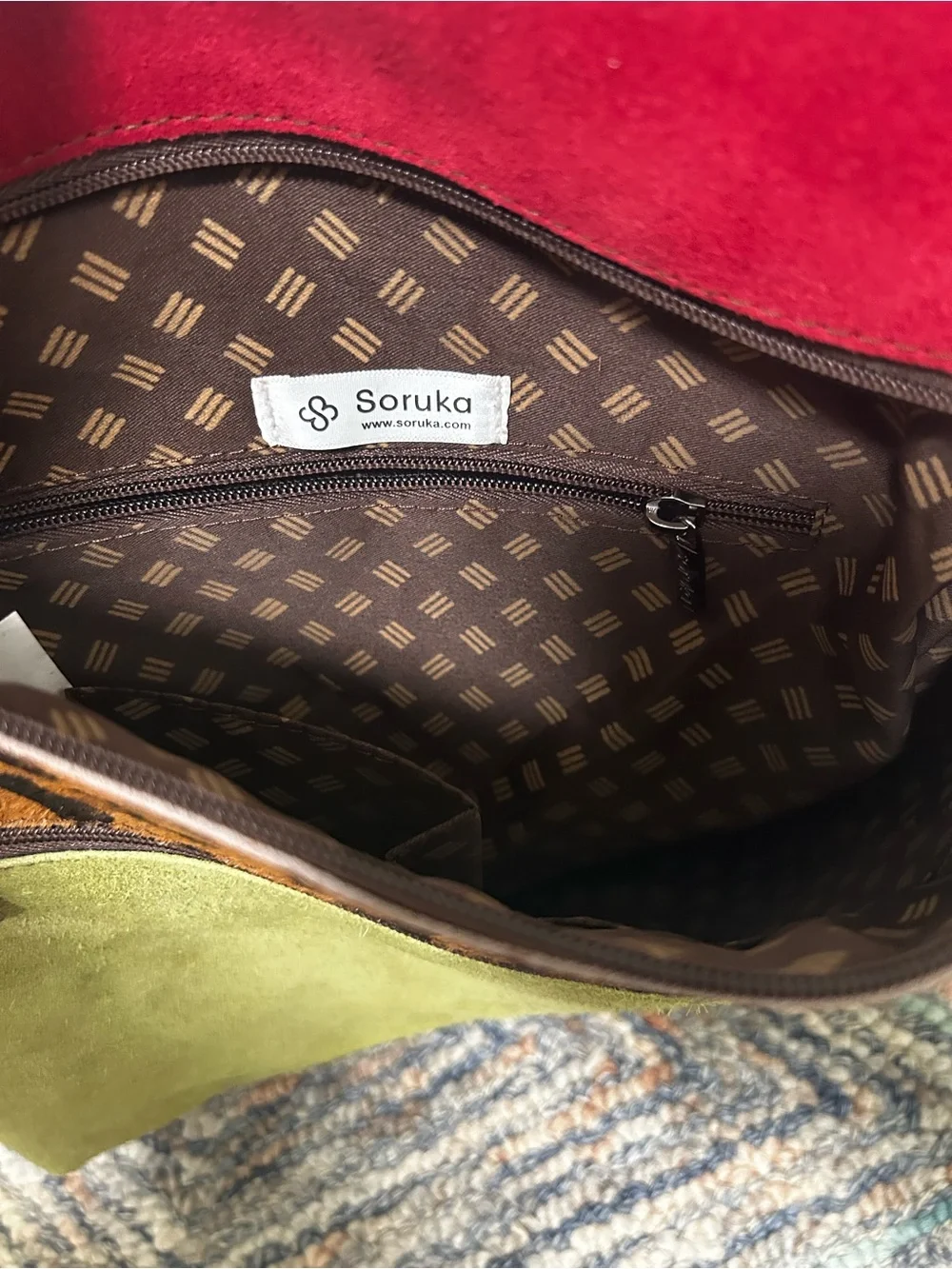 Soruka Louise suede leather Multi-Color Women's Backpack w/Leopard Accent NWT
